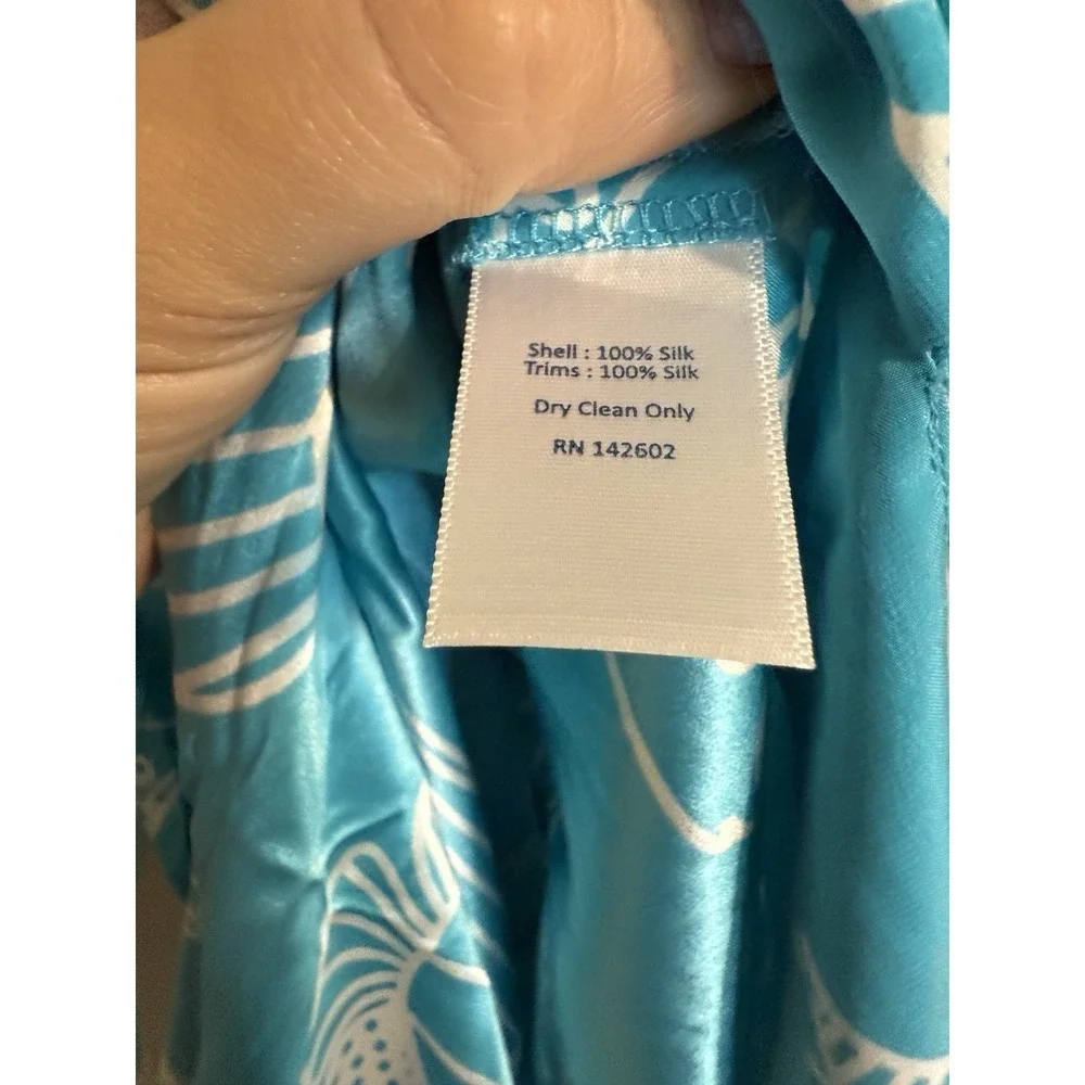 Sail To‎ Sable STS Maxi Dress Women's Size XS 100% Silk Blue Fish Tropical